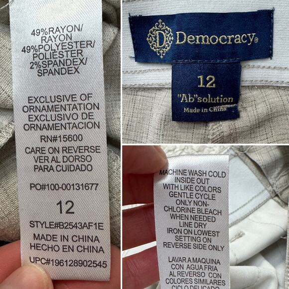 Democracy "Ab" Solution Sky Rise Double Button Wide Leg Trouser Pant Sz: 12 - Picture 9 of 9
